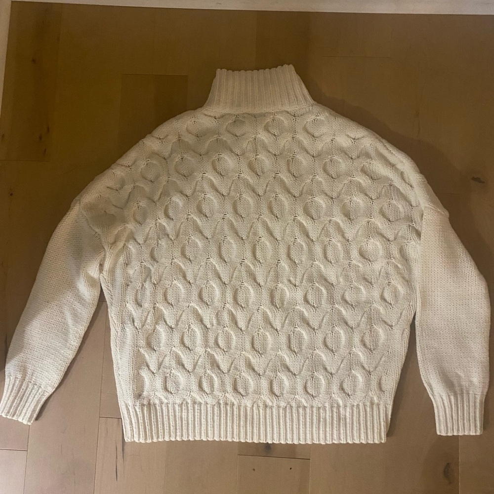 Reiss Cream Turtleneck Cable Knit Sweater